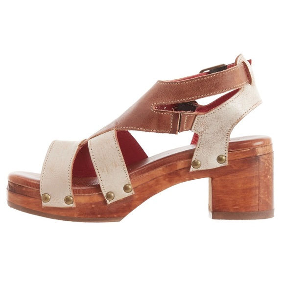 Bed Stu Devlin Platform Sandals Nectar Lux Rustic Wood & Leather Heels - Picture 5 of 9